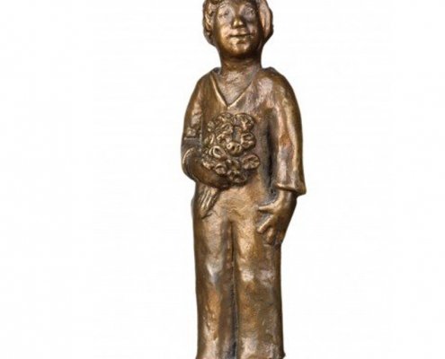Der Gratulant, Bronzeplastik von Elisabeth Kronseder für den Dörte-Sambraus-Preis.
